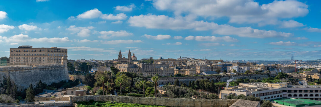 Panoramic view of Valletta old town in Malta