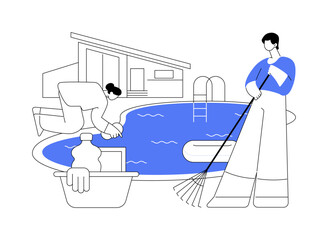 Pool and outdoor cleaning abstract concept vector illustration.