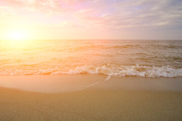 Quartz sand and sunset on the Baltic Sea beach.