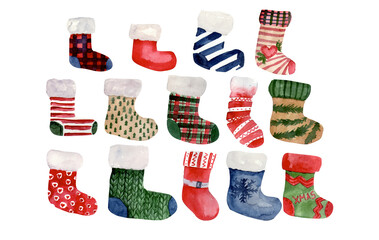 Watercolor christmas colorful socks for gifts