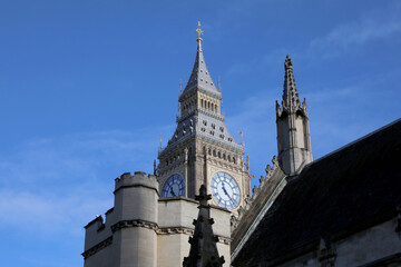 Fototapeta na wymiar The clock of Big Ben in the Palace of Westminster in London, England on 16 November 2022