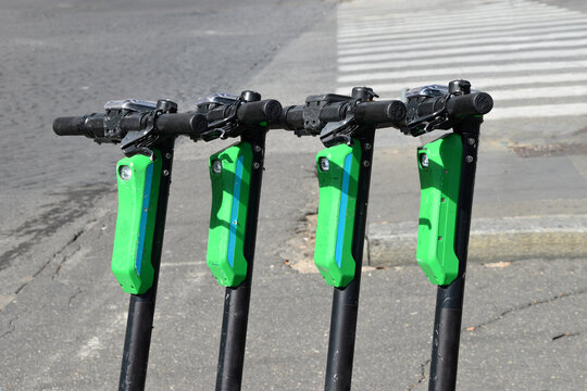 Photo of electric scooter parked, Rome, Italy.