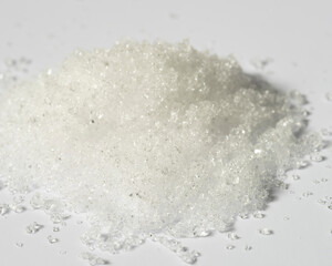 Alum powder, potassium aluminum sulfate powder on white background