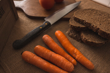 Natural ingredients prepared for artisanal cooking
