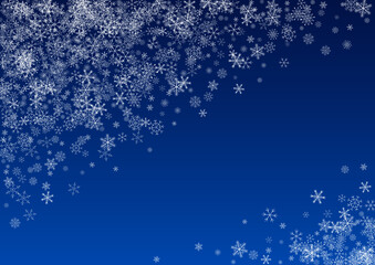 Obraz na płótnie Canvas Gray Snowfall Vector Blue Background. Fantasy