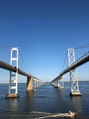 Vertical shot of Chesapeake bay bridges