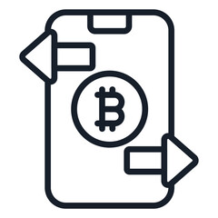 bold outline icons related to bitcoin. bitcoin currency and  finance. 