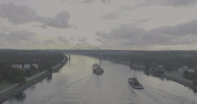 Barge and Tug in Cape Cod Canal