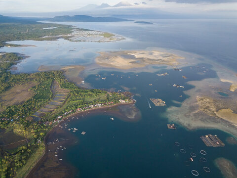 Aerial view of seafood farm