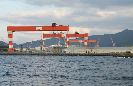 Mitsubishi Heavy Industries shipyard facility in Nagasaki Bay