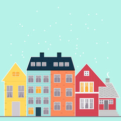 Scandinavian houses of different shapes