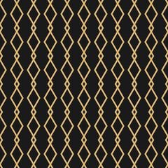 Seamless pattern with golden line rhombus on black. Art deco symmetric background. modern pattern. Geometric seamless texture. Art deco. Checkered vector illustration.