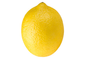 Whole lemon isolated on transparent background, close-up.