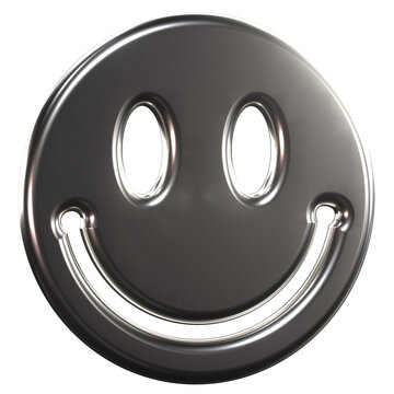 Smile 3d chrome emoji silver