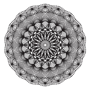 Circular pattern in the form of a mandala for Henna, Mehndi, tattoos, decorative ornaments in ethnic oriental style, coloring book page.