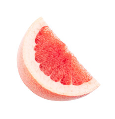 One slice of grapefruit close-up isolated on white background