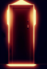 Horizontal shot of a mystical scary door 3d illustrated