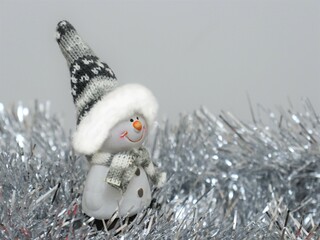Close up art snowman as christmas background