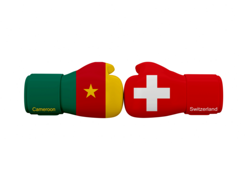 Cameroon vs Switzerlands football match. Soccer Competition
