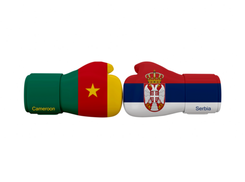 Cameroon vs Serbia football match. Soccer Competition