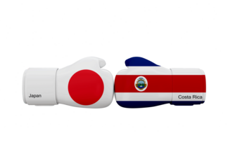 Japan vs Japan vs Costa Rica football match. Soccer Competition