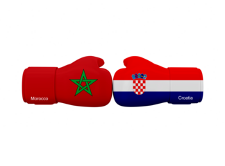 Morocco vs Croatia football match. Soccer Competition