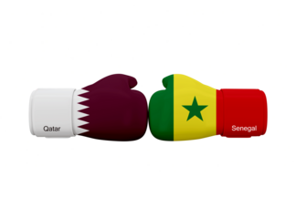 Qatar vs Senegal football match. Soccer Competition