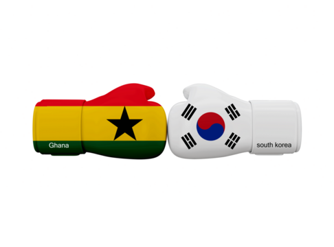 Ghana vs South Korea football match. Soccer Competition - Powered by Adobe