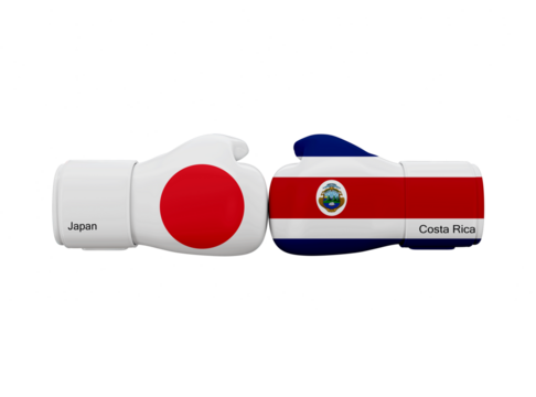 Japan vs Japan vs Costa Rica football match. Soccer Competition - Powered by Adobe