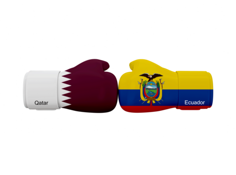 Qatar vs Ecuador football match. Soccer Competition - Powered by Adobe