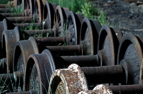 Old railroad wheels.