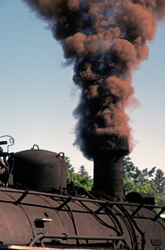 Steam engine railroad locomotive.