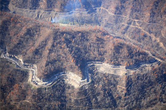 Aerial view of a mountaintop removal coal mining operation near Powellton, West Virginia.