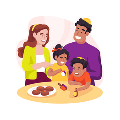 Playing driedel isolated cartoon vector illustration.