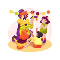 Clown entertainer isolated cartoon vector illustration.