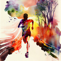 Template colored emotions strips running girl, woman, man design, banner, web - 546653750