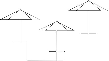 Sun umbrella. Beach umbrella to create shade from the sun. Continuous line drawing. Vector illustration