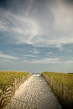 Blue skies over the Atlantic Ocean in South Beach Florida.