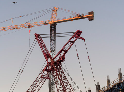 Cranes at construction site, Atlanta, Georgia, USA