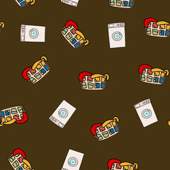 seamless pattern washing machine and bowl clothes
