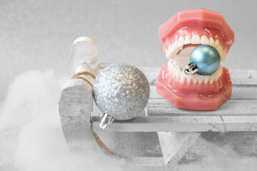 Zahnärztlicher Weihnachtshintergrund mit Platzhalter