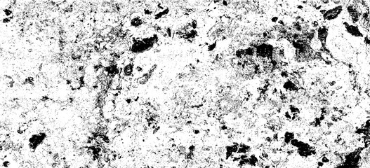 Monochrome texture composed of irregular graphic elements. Distressed uneven grunge background. Abstract vector illustration. Overlay for interesting effect and depth. Isolated on white background.
