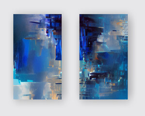 Abstract backgrounds set modern futuristic graphic. Blue chaotic background.