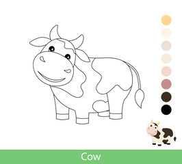 Cow coloring page. Outline drawing of a cow for coloring. Coloring book for children cartoon