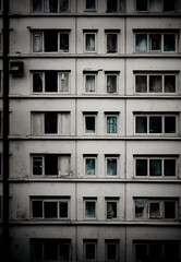Fototapeta na wymiar Horizontal shot of abandoned building after war , Ukraine 3d illustrated