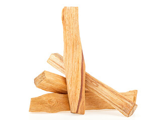 Sticks of Palo Santo tree isolated on a white background. Organic holy tree incense from Latin America.