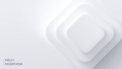 Top view podium, neumorphic bright design. Rectangular shapes with rounded corners. Light, soft, clear and simple vector illustration. Elegant abstract background with copy space.