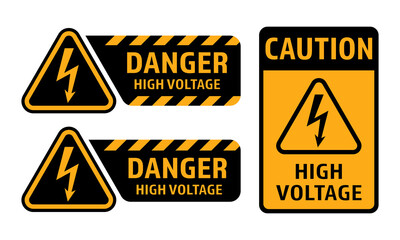 High voltage signs. Danger of electricity. Danger Zone. Danger vector symbols isolated on white background EPS 10