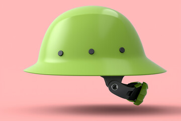 Fototapeta premium Green safety helmet or hard cap isolated on pink background
