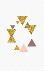 Gold Polygon Vector Transparent Background.